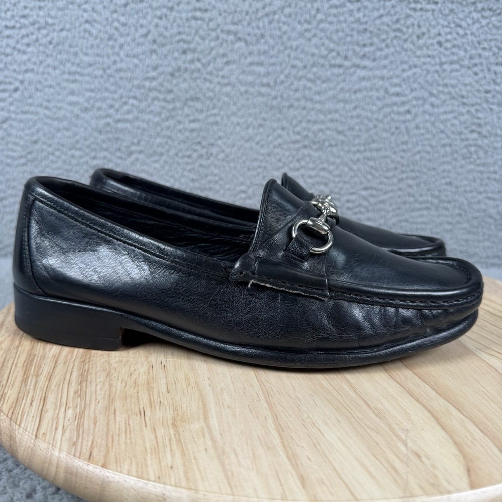 Bragano Assante Loafers Mens 7.5 W Black Nappa Leather Horsebit Slip On 06320